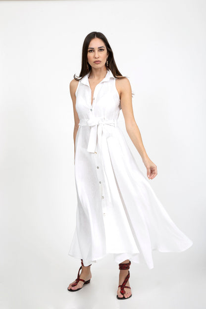 Plain Linen Sleeveless Dress