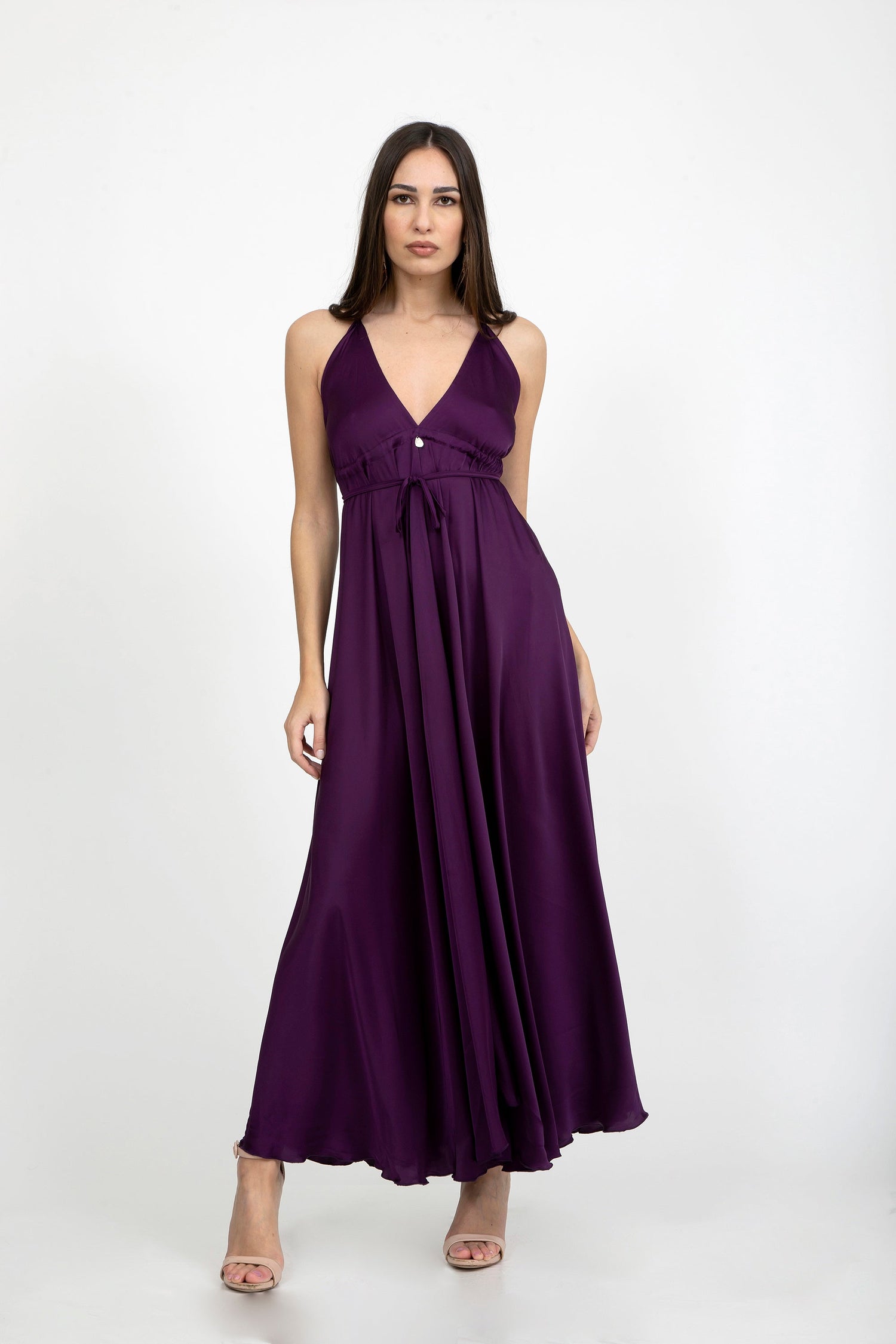 Plain Silk Satin Dress - Dresses - by CAPRI LIFESTYLE