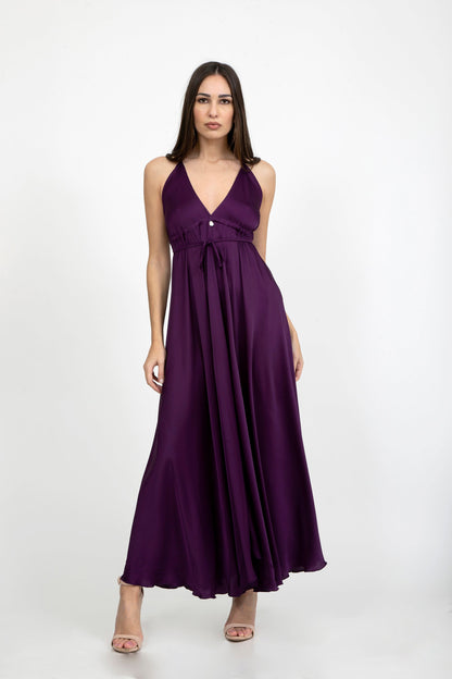 Plain Silk Satin Dress - Dresses - by CAPRI LIFESTYLE