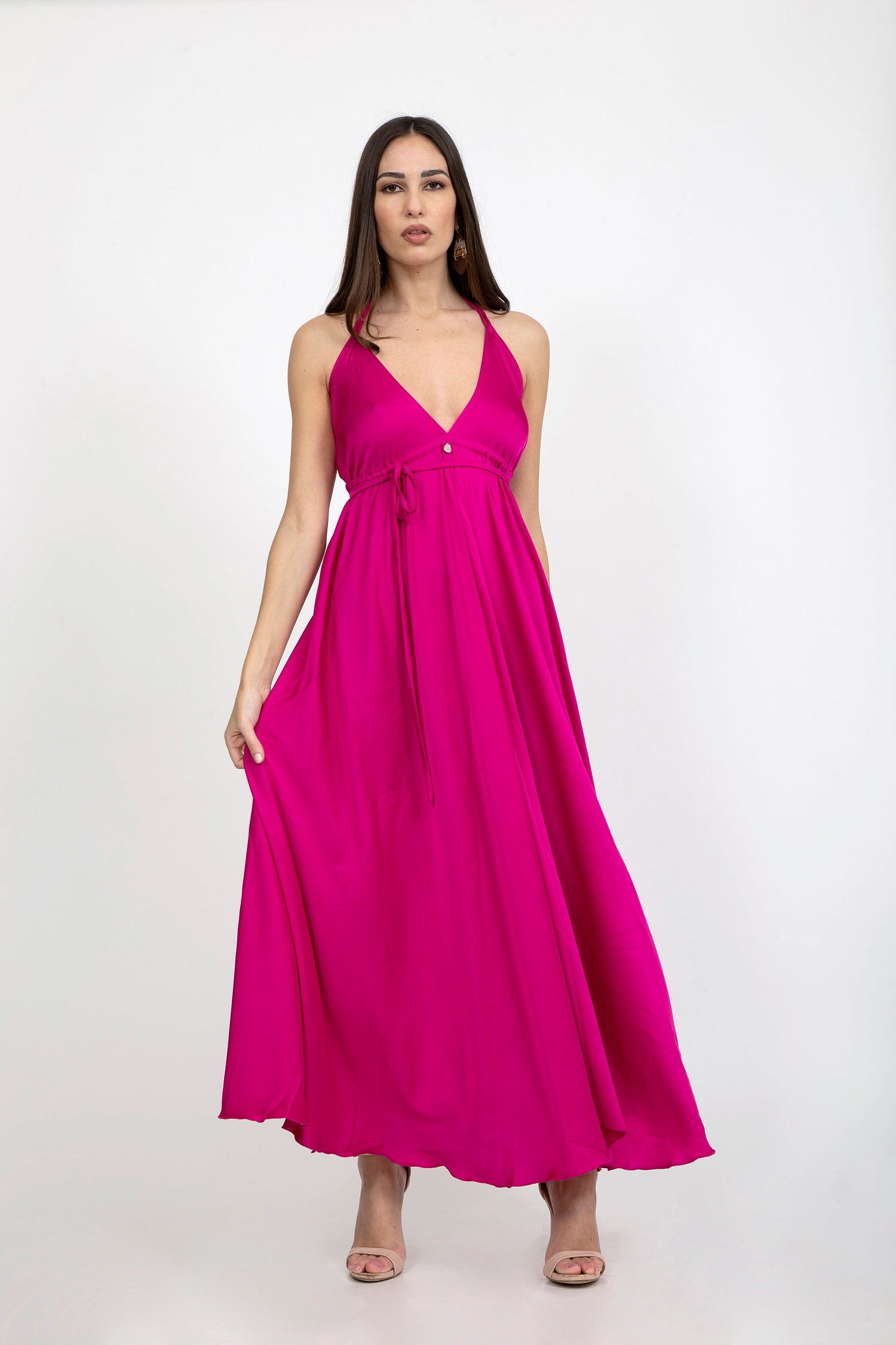 Plain Silk Satin Dress - Dresses - by CAPRI LIFESTYLE