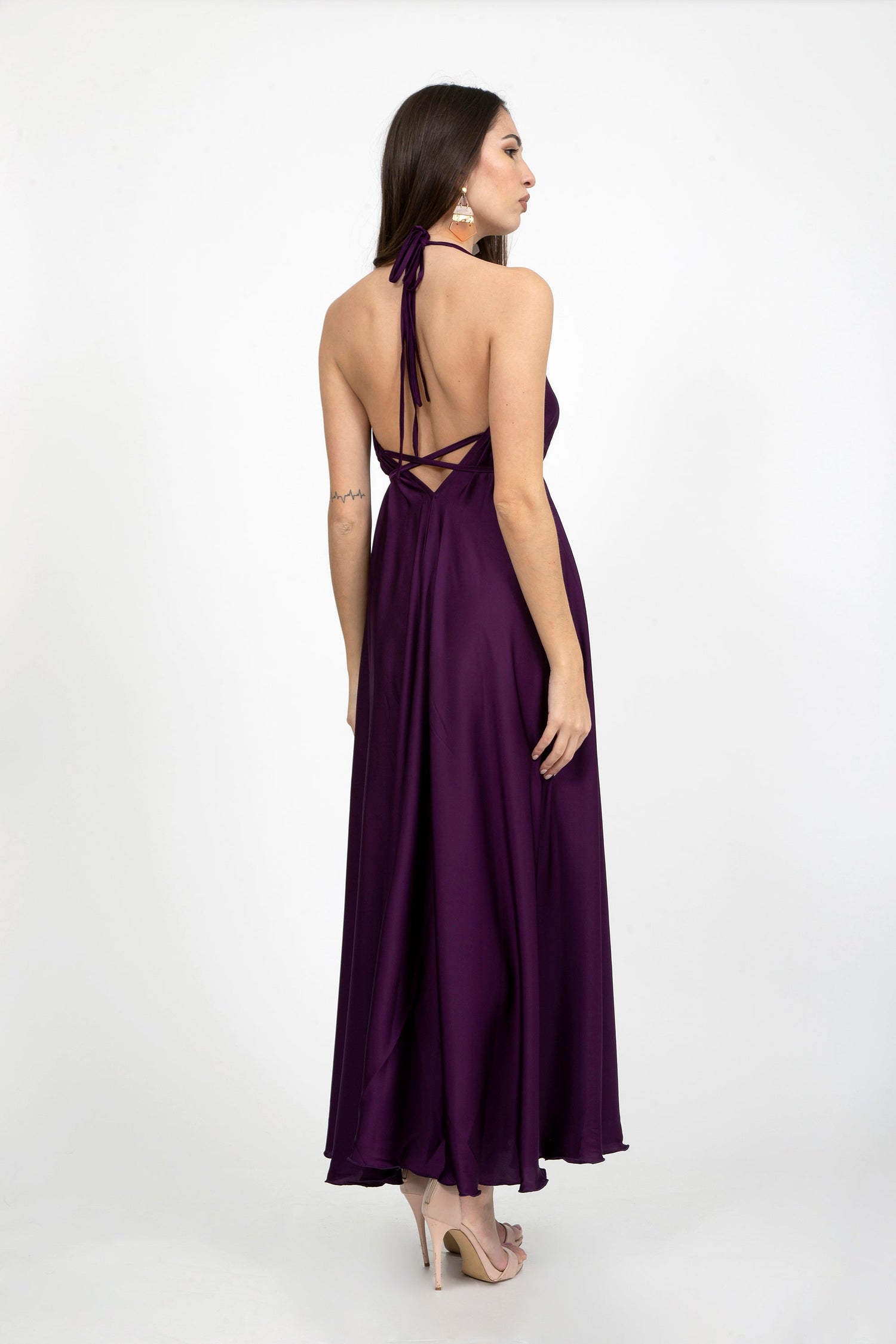 Plain Silk Satin Dress - Dresses - by CAPRI LIFESTYLE