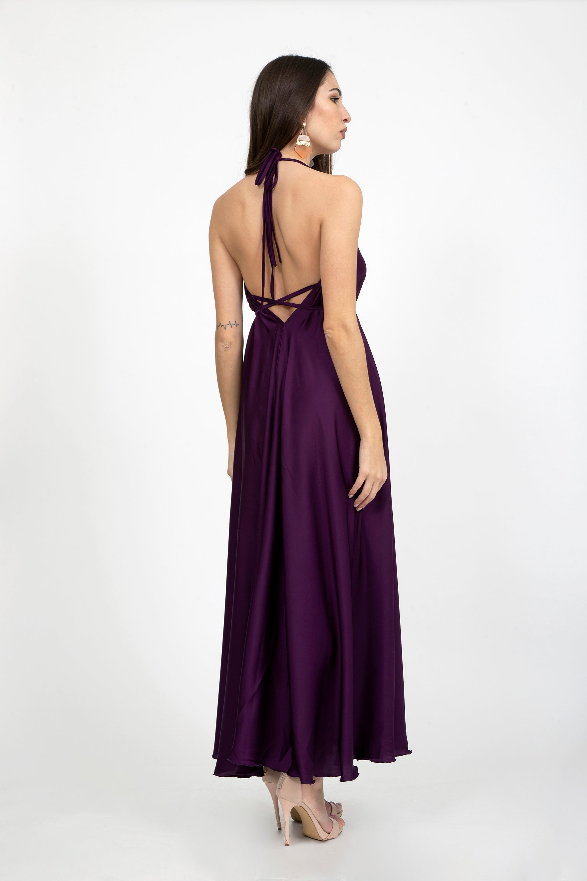 Plain Silk Satin Dress - Dresses - by CAPRI LIFESTYLE