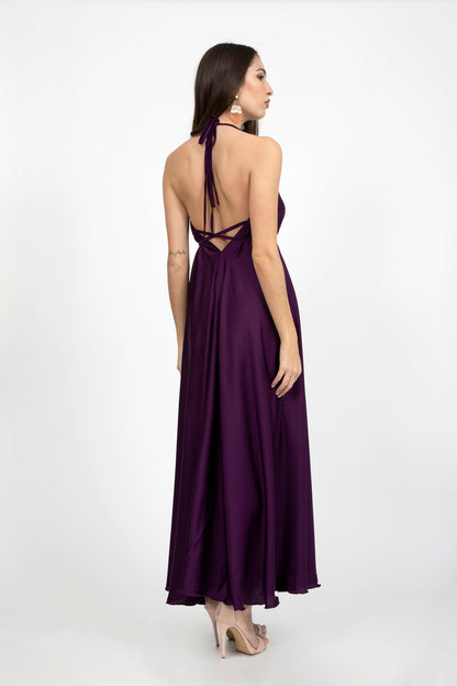 Plain Silk Satin Dress - Dresses - by CAPRI LIFESTYLE