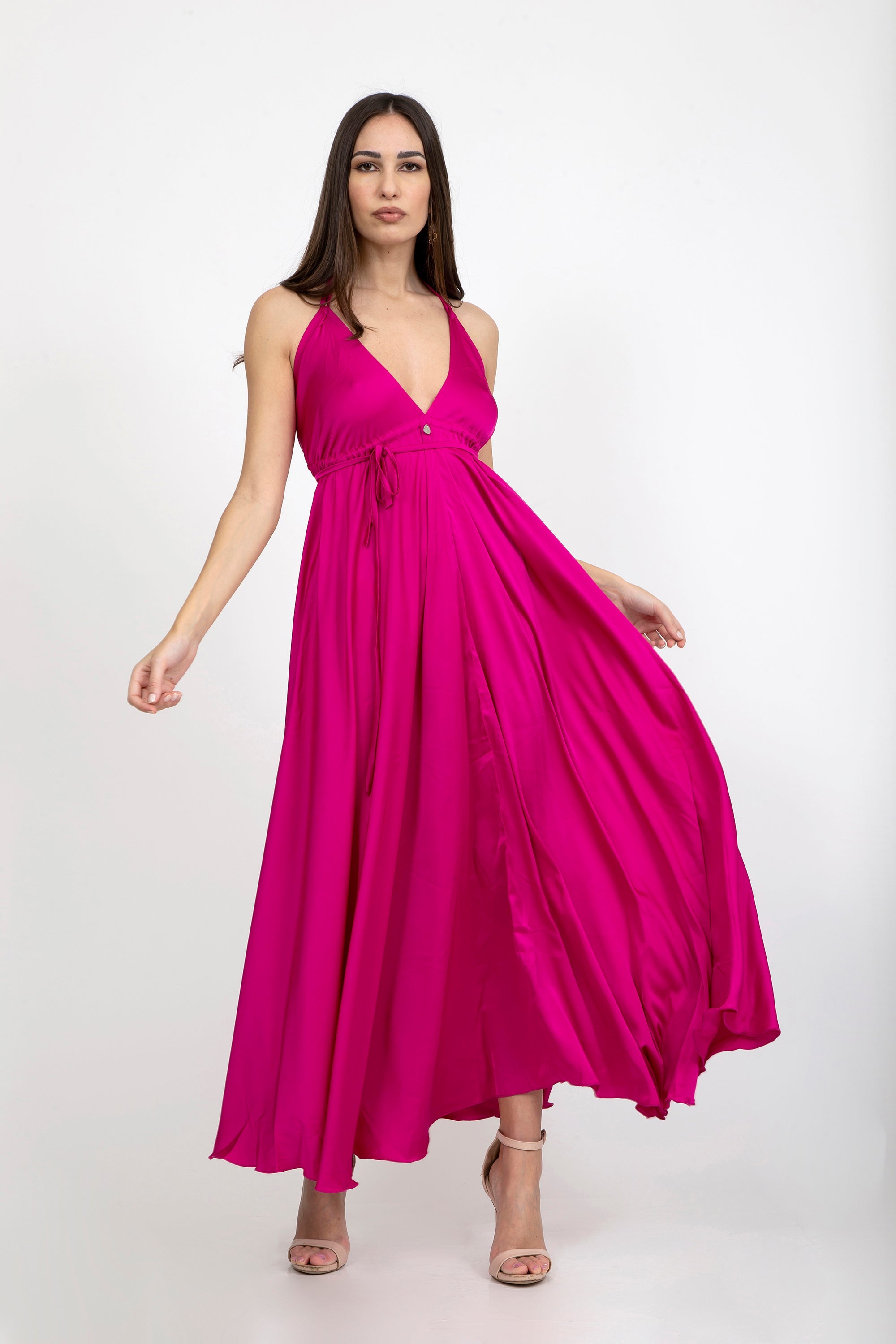 Plain Silk Satin Dress - Dresses - by CAPRI LIFESTYLE