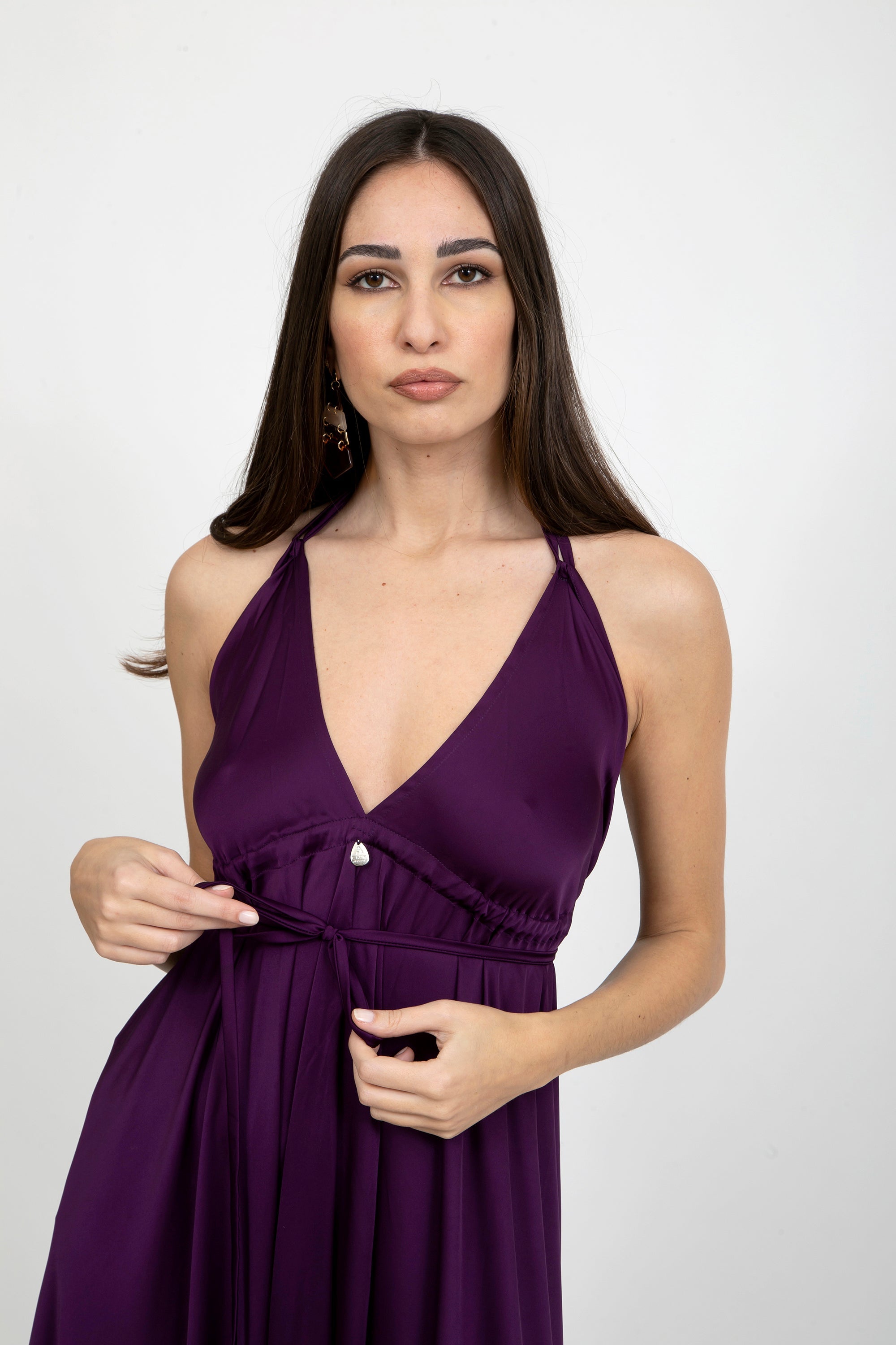 Plain Silk Satin Dress - Dresses - by CAPRI LIFESTYLE
