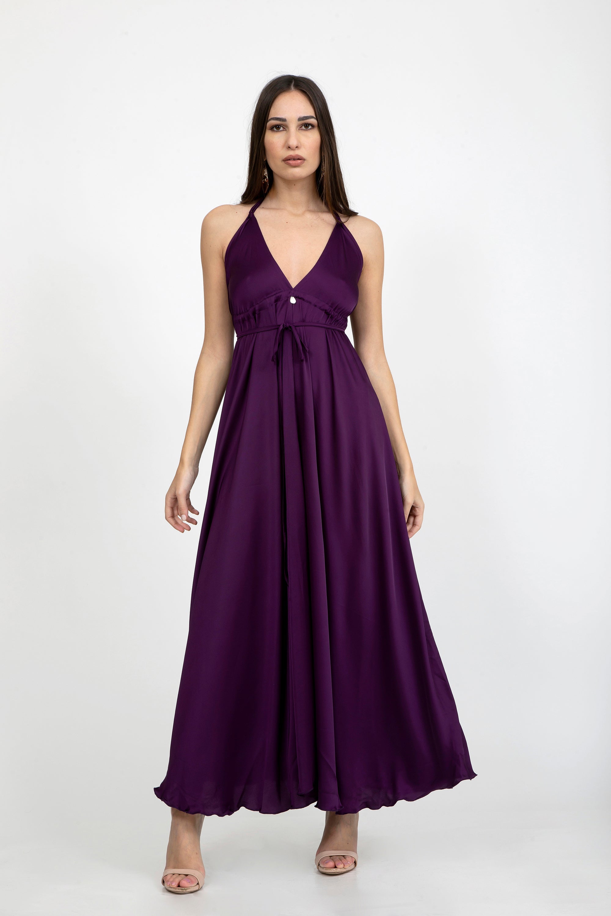 Plain Silk Satin Dress - Dresses - by CAPRI LIFESTYLE