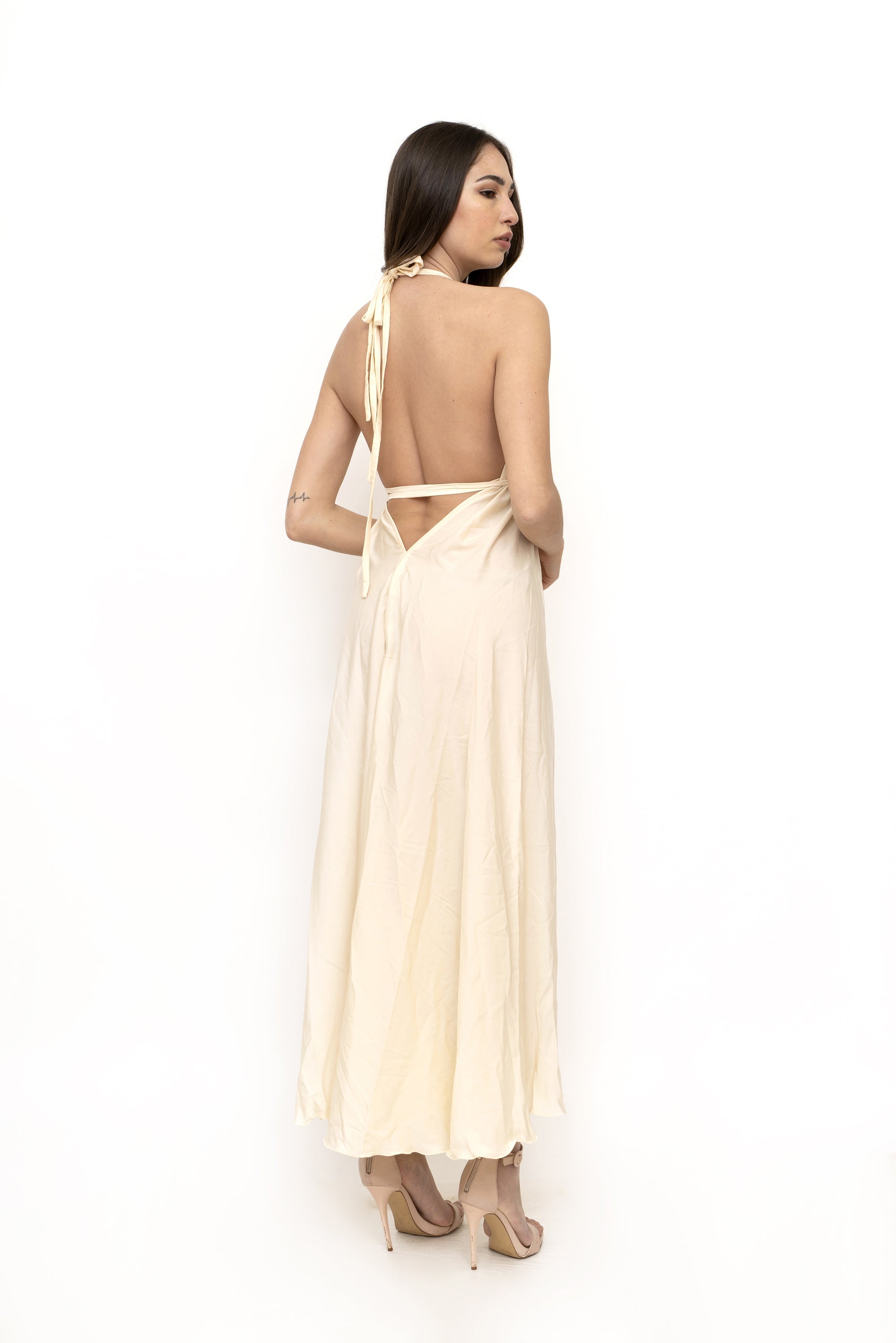 Plain Silk Satin Dress - Dresses - by CAPRI LIFESTYLE