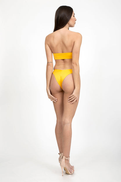 Plain Tie Knotted Bandeau Bikini