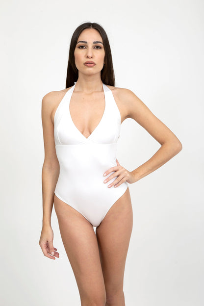 Plain V-Neck Swimsuit by CAPRI LIFESTYLE