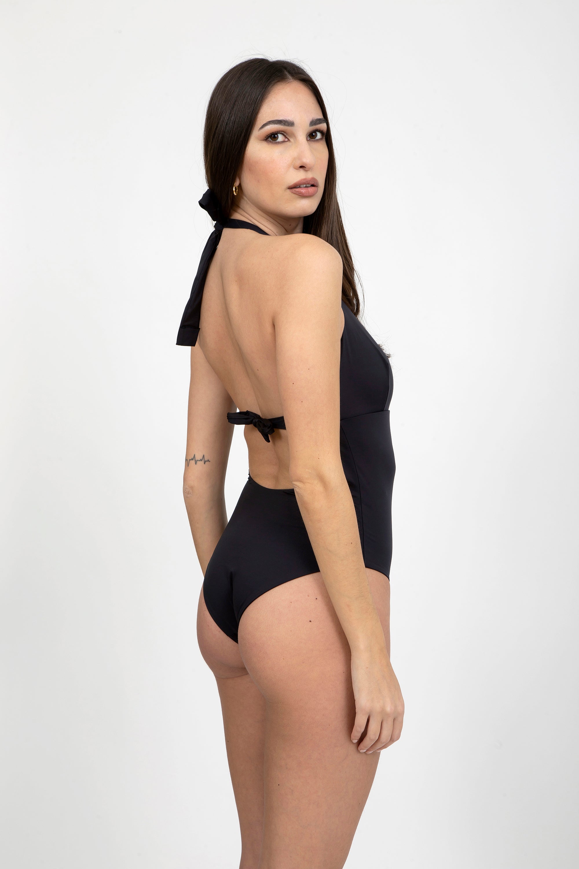 Plain V-Neck Swimsuit by CAPRI LIFESTYLE