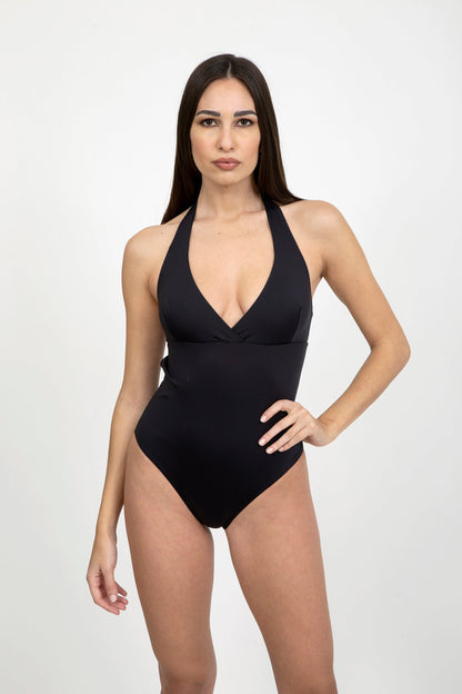 Plain V-Neck Swimsuit by CAPRI LIFESTYLE