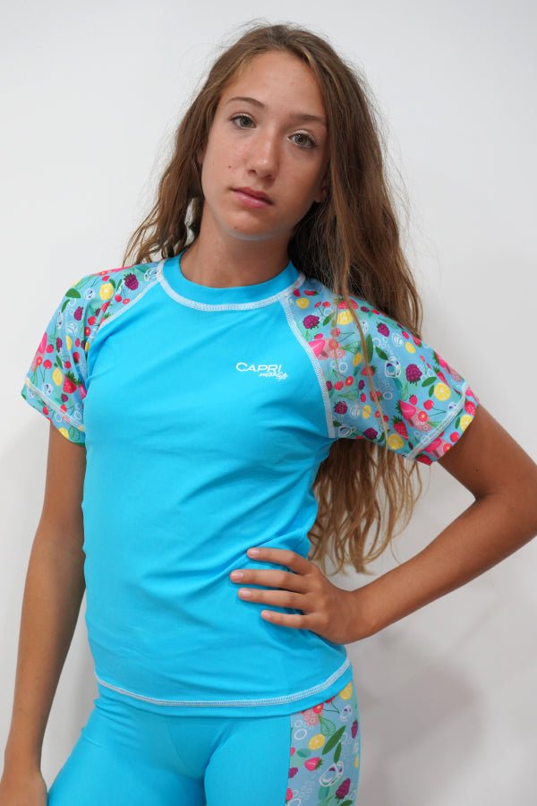 GRV025-Girls Rashvest Short Sleeves - Fruits Mood - CAPRI LIFESTYLE READY MADE GARMENTS TRADING L.L.C