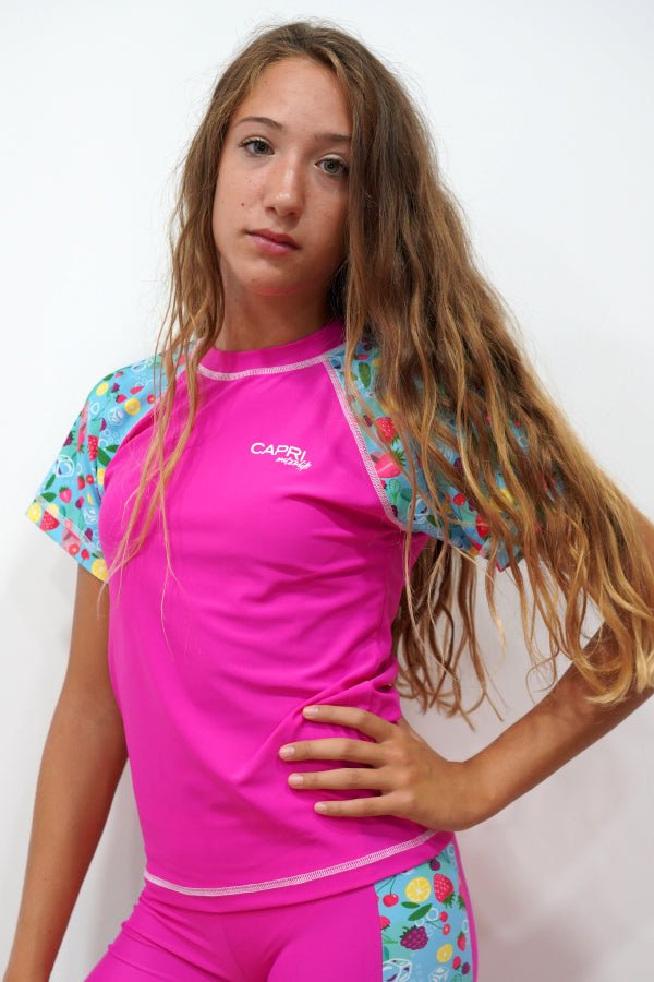 GRV025-Girls Rashvest Short Sleeves - Fruits Mood - CAPRI LIFESTYLE READY MADE GARMENTS TRADING L.L.C