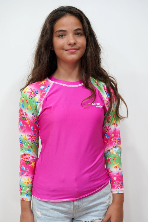 GRV030-Girls Rashvest Long Sleeves - Shell Mood - CAPRI LIFESTYLE READY MADE GARMENTS TRADING L.L.C
