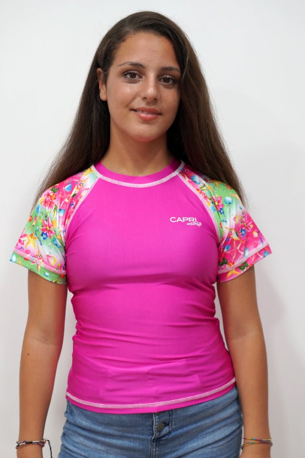 GRV028-Girls Rashvest Short Sleeves - Shell Mood - CAPRI LIFESTYLE READY MADE GARMENTS TRADING L.L.C