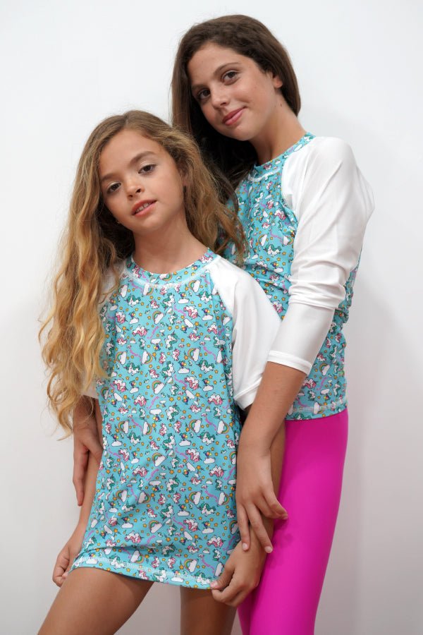 GRV029-Girls Rashvest Short Sleeves - Unicorn Mood - CAPRI LIFESTYLE READY MADE GARMENTS TRADING L.L.C