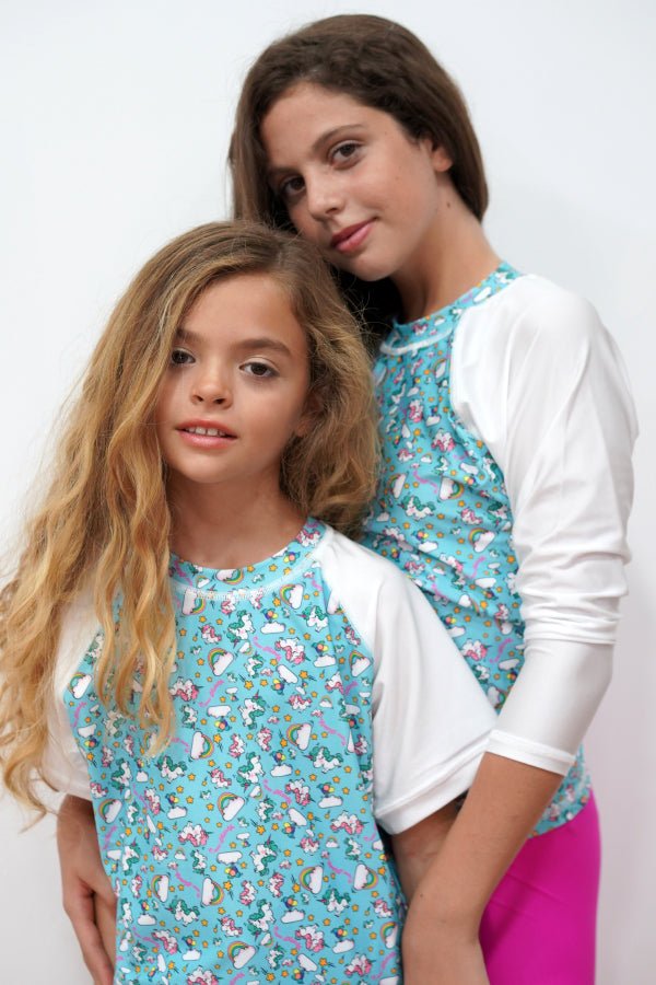 GRV029-Girls Rashvest Short Sleeves - Unicorn Mood - CAPRI LIFESTYLE READY MADE GARMENTS TRADING L.L.C