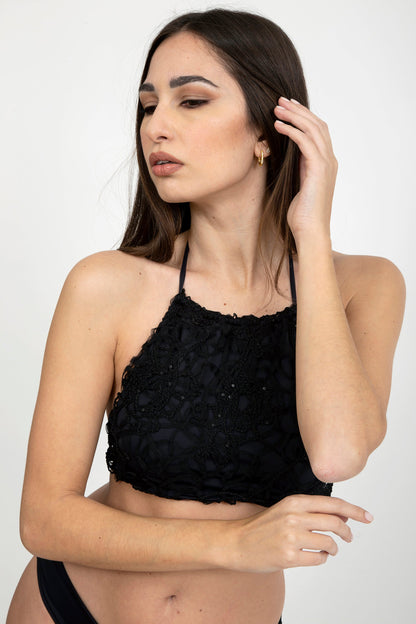 Sequins High Neck Bikini