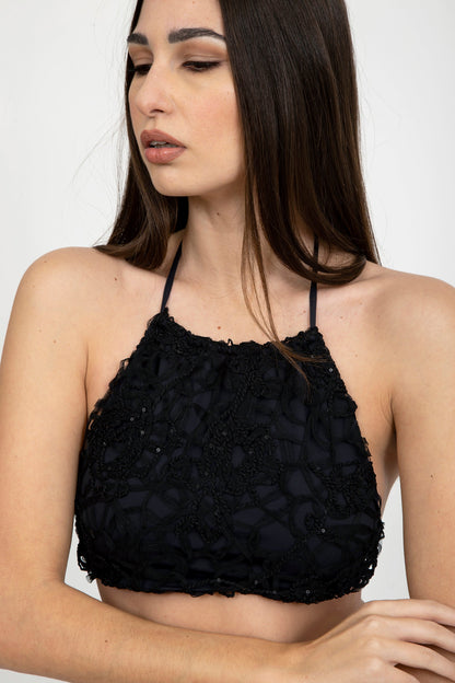 Sequins High Neck Bikini