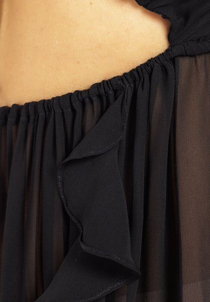 Maxi abito lungo in chiffon con scollo a V sexy