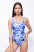 T&D012B-Women One Piece Swimsuit - Tye-Dye Printed - CAPRI LIFESTYLE READY MADE GARMENTS TRADING L.L.C